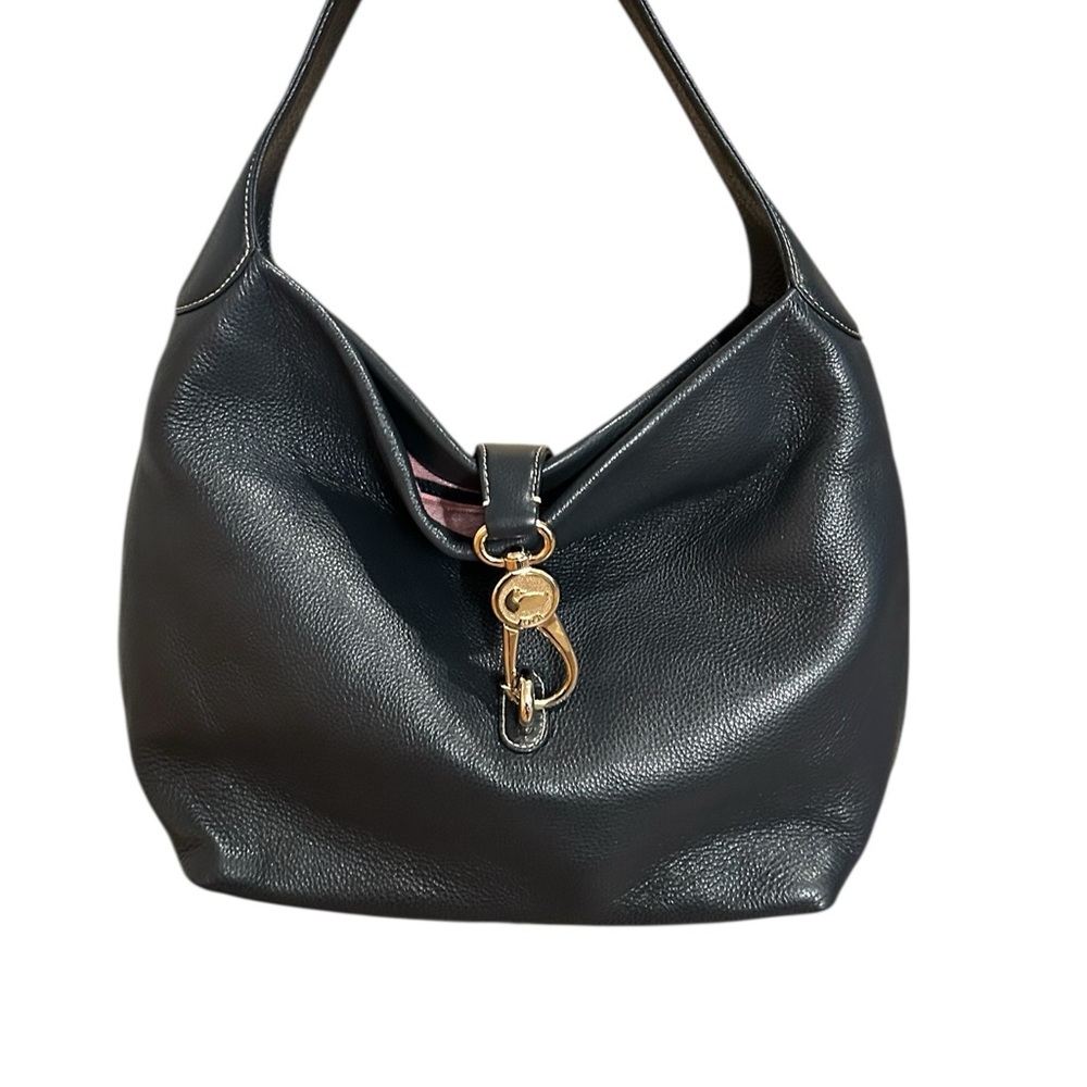 Dooney & Bourke Lucca Black Leather Logo Lock Hobo Bag 🆕 - Picture 2 of 16